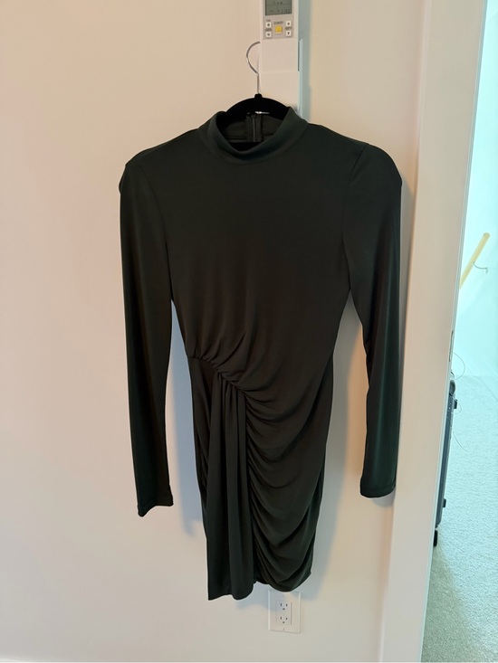 le chateau Dresses & Skirts - le chateau Dark Green Long-Sleeve Ruched Mock Neck Dress